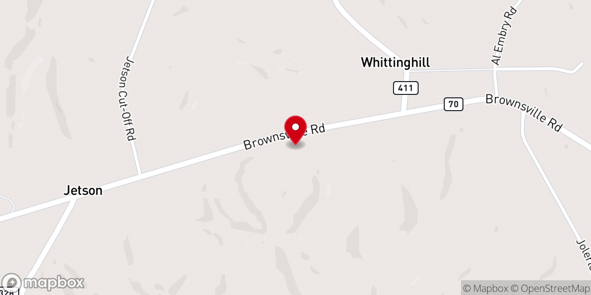 Map showing location of Temple Hill General Baptist Church