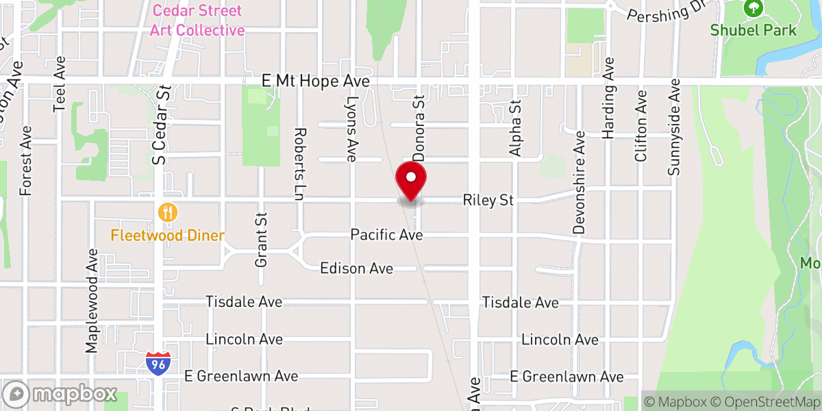 Map showing location of Glad Tiding Church