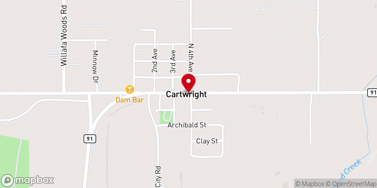 Map showing location of Cartwright