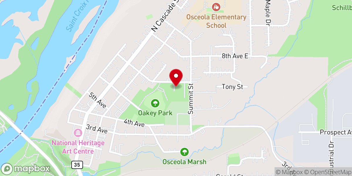 Map showing location of Osceola Community Fair Grounds