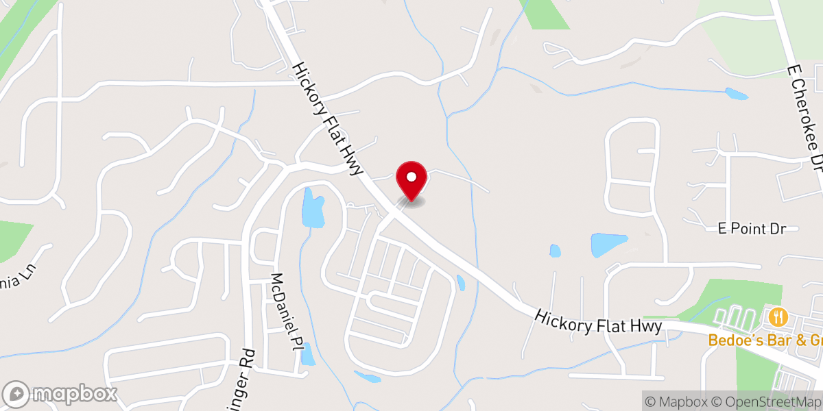 Map showing location of Hickory Flat Fellowship