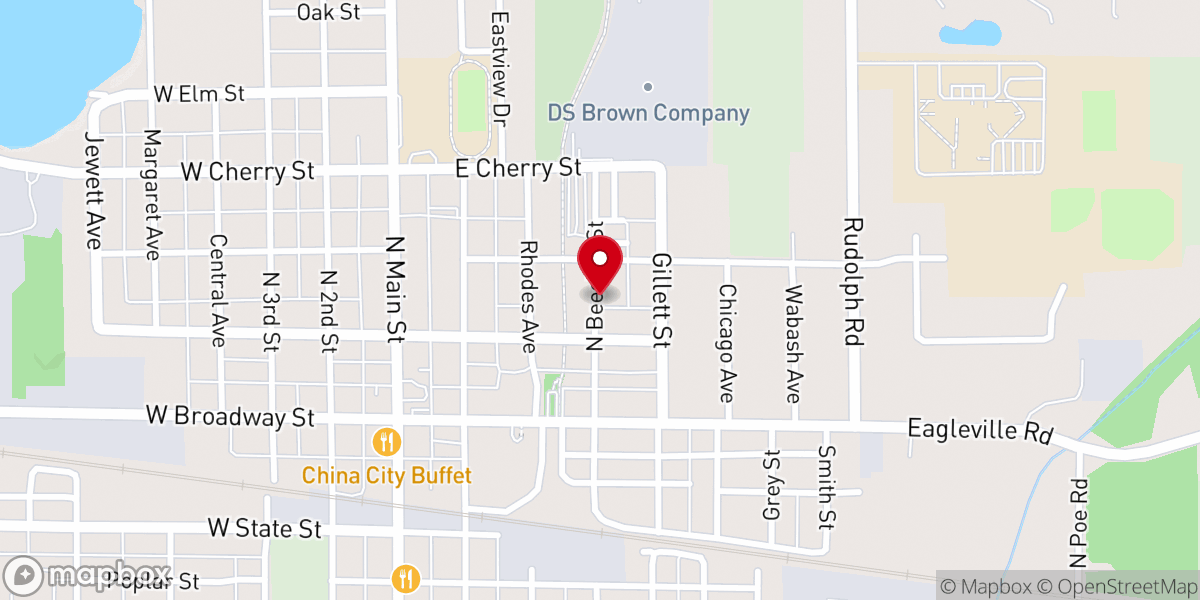 Map showing location of Bethel Bible Church