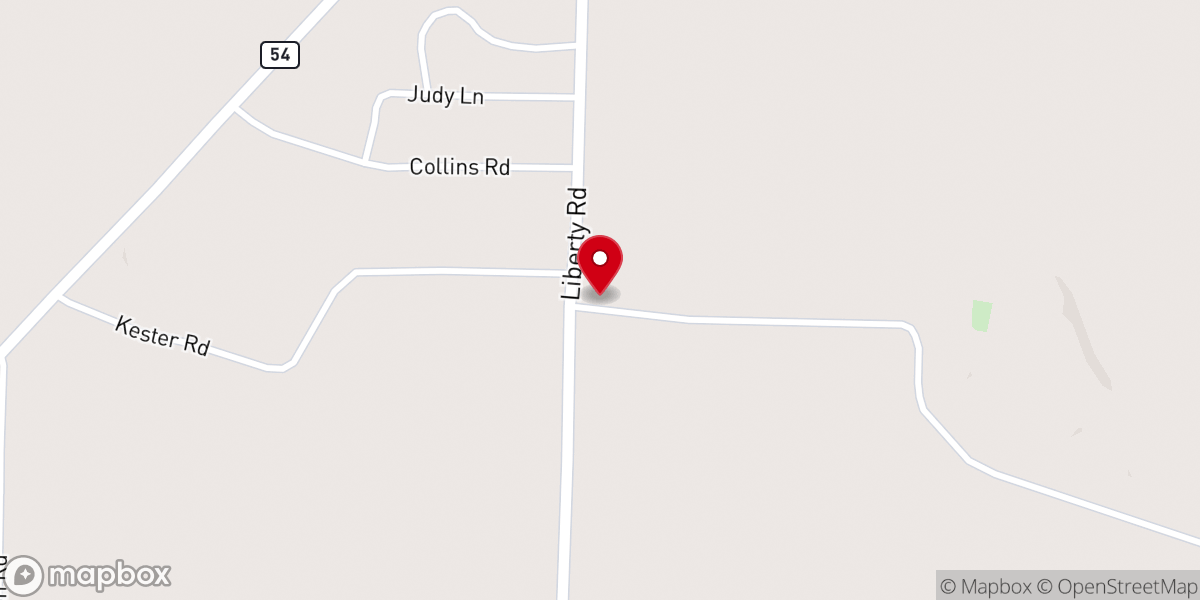 Map showing location of Liberty Baptist Church