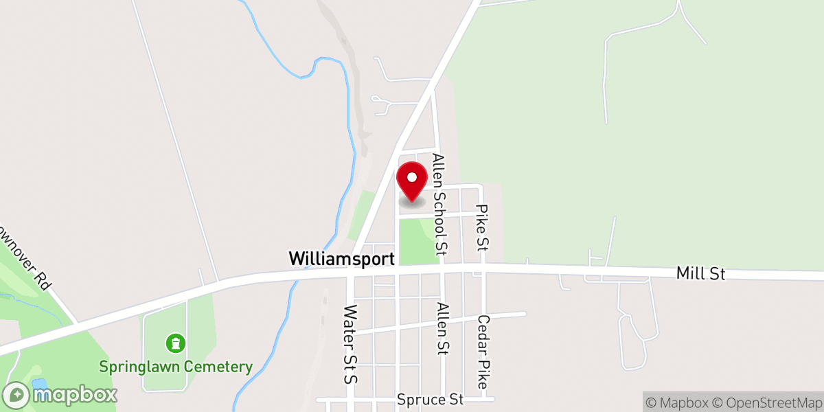 Map showing location of Williamsport United Methodist Church