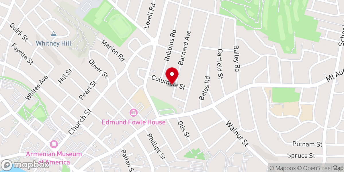 Map showing location of Greater Boston Church of Spiritualism