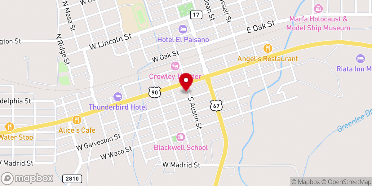 Map showing location of West Texas Ministry