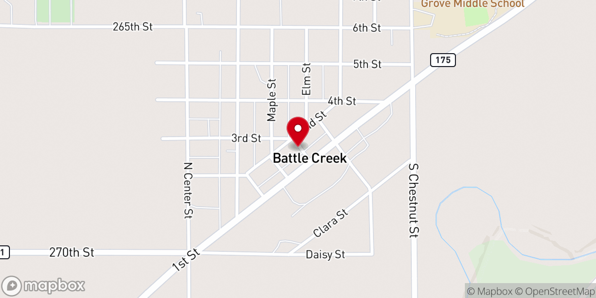 Map showing location of Battle Creek Community Building
