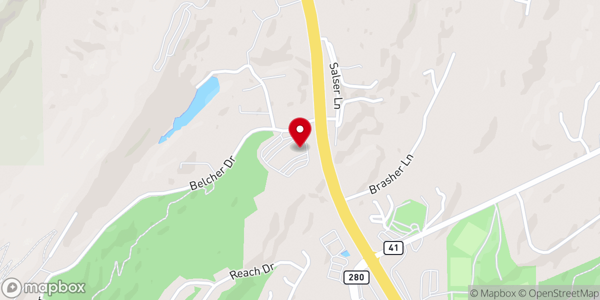 Map showing location of North Shelby Baptist Church