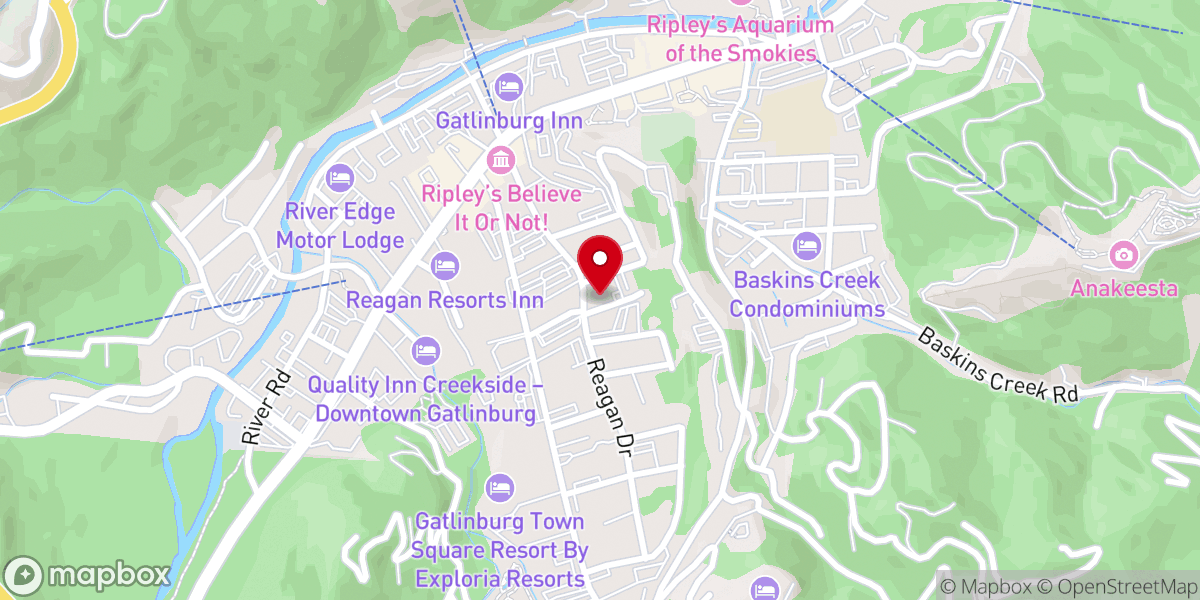Map showing location of Gatlinburg Presbyterian Church
