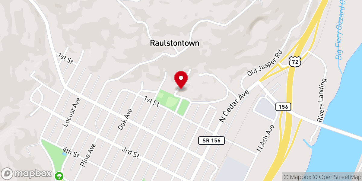 Map showing location of Mt Olive Primitive Baptist Church