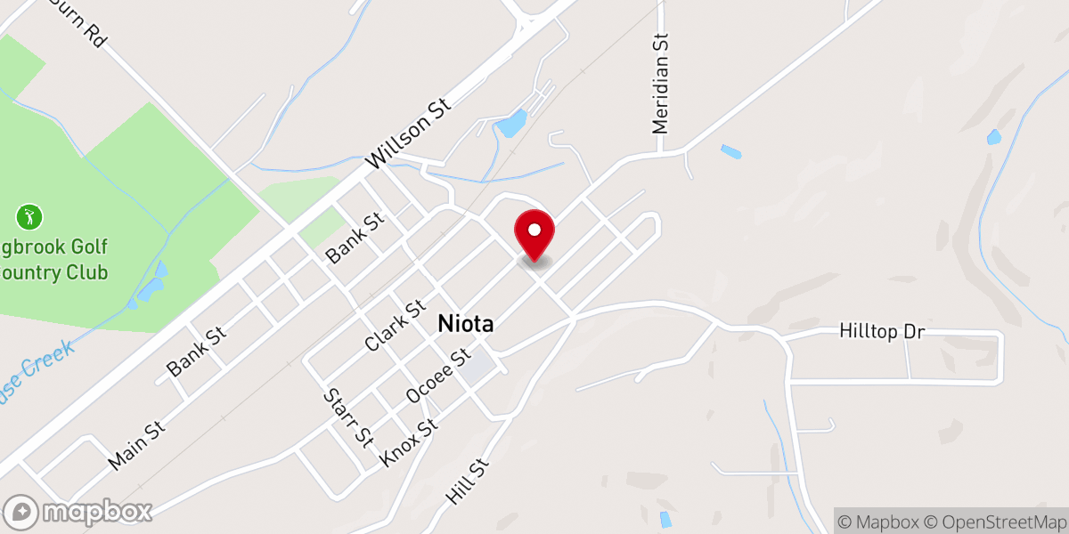 Map showing location of East Niota Baptist Church