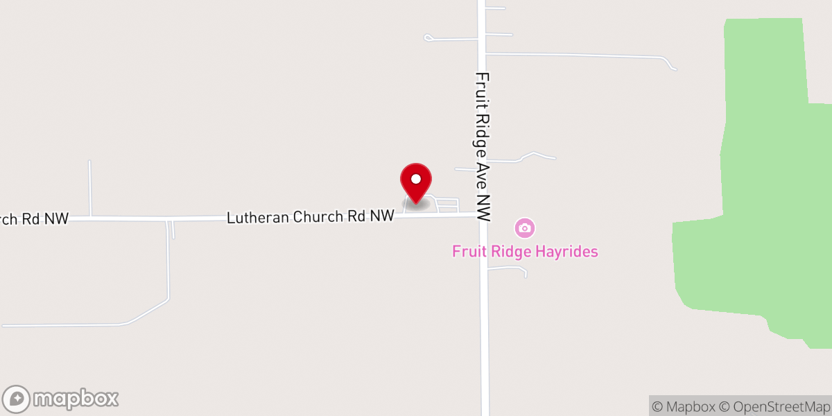 Map showing location of Mamrelund Lutheran Church