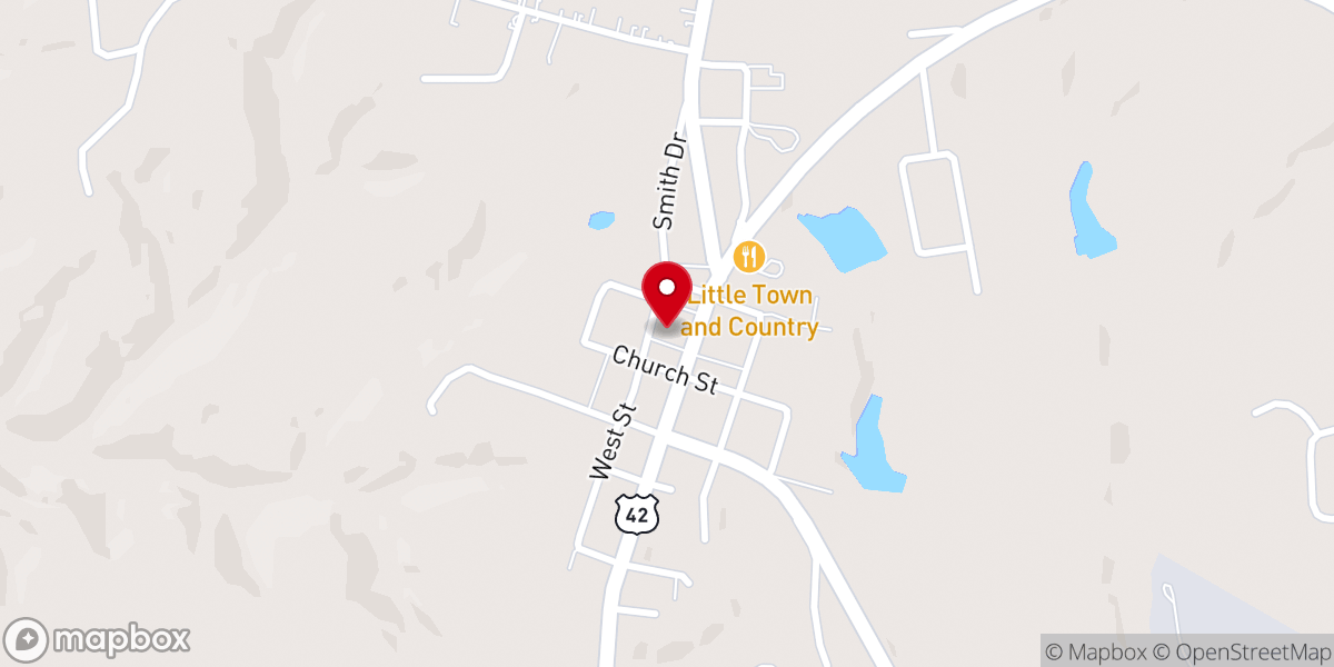 Map showing location of Fellowship Baptist Church