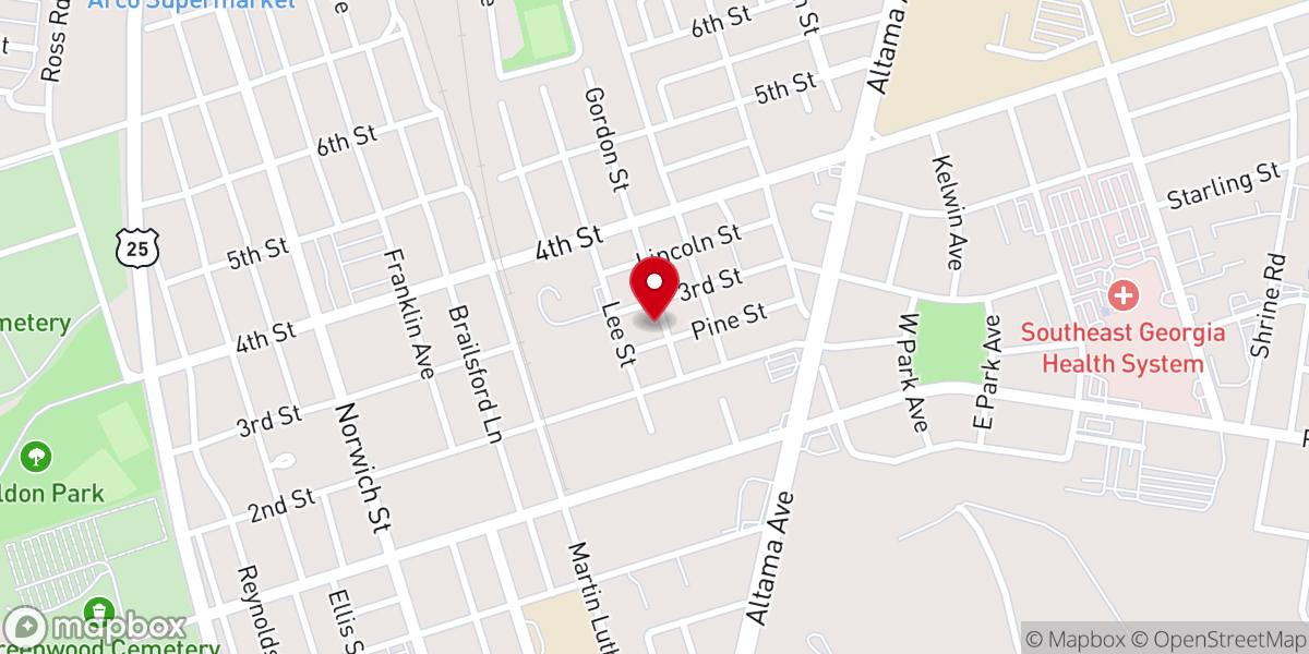 Map showing location of Zion Rock Missionary Baptist Church