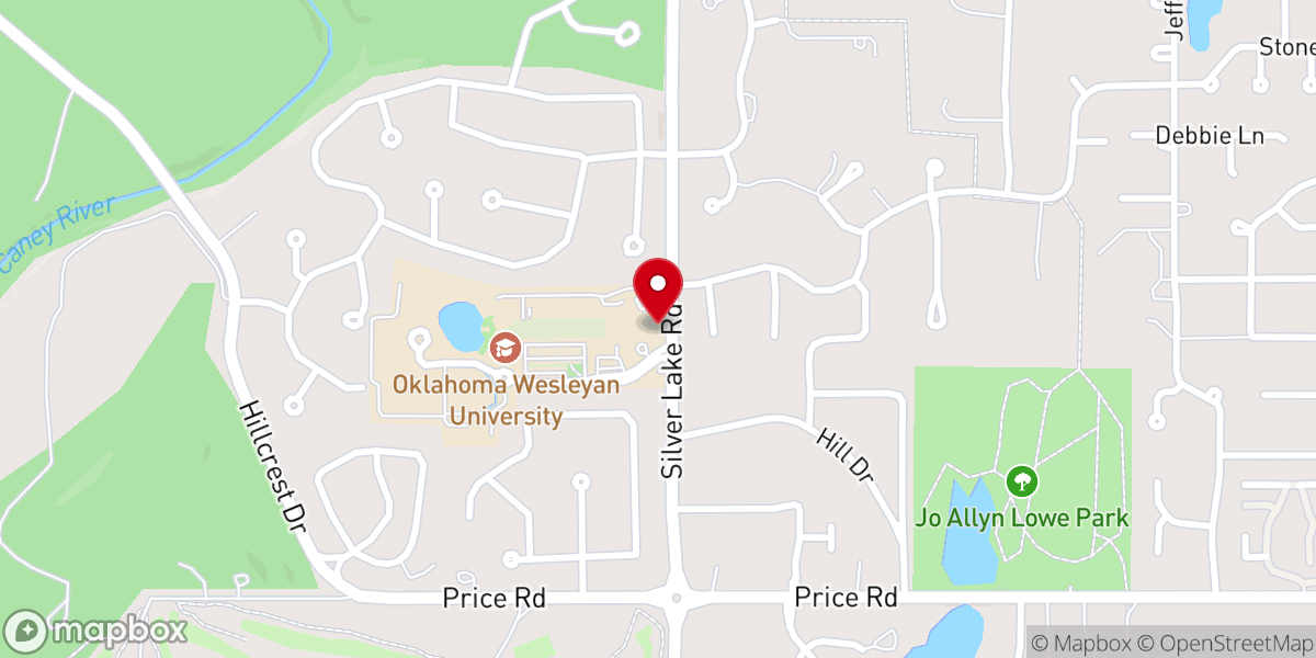 Map showing location of Oklahoma Wesleyan University