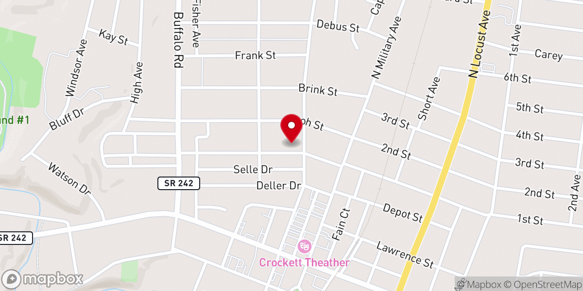 Map showing location of Sacred Heart Catholic Church