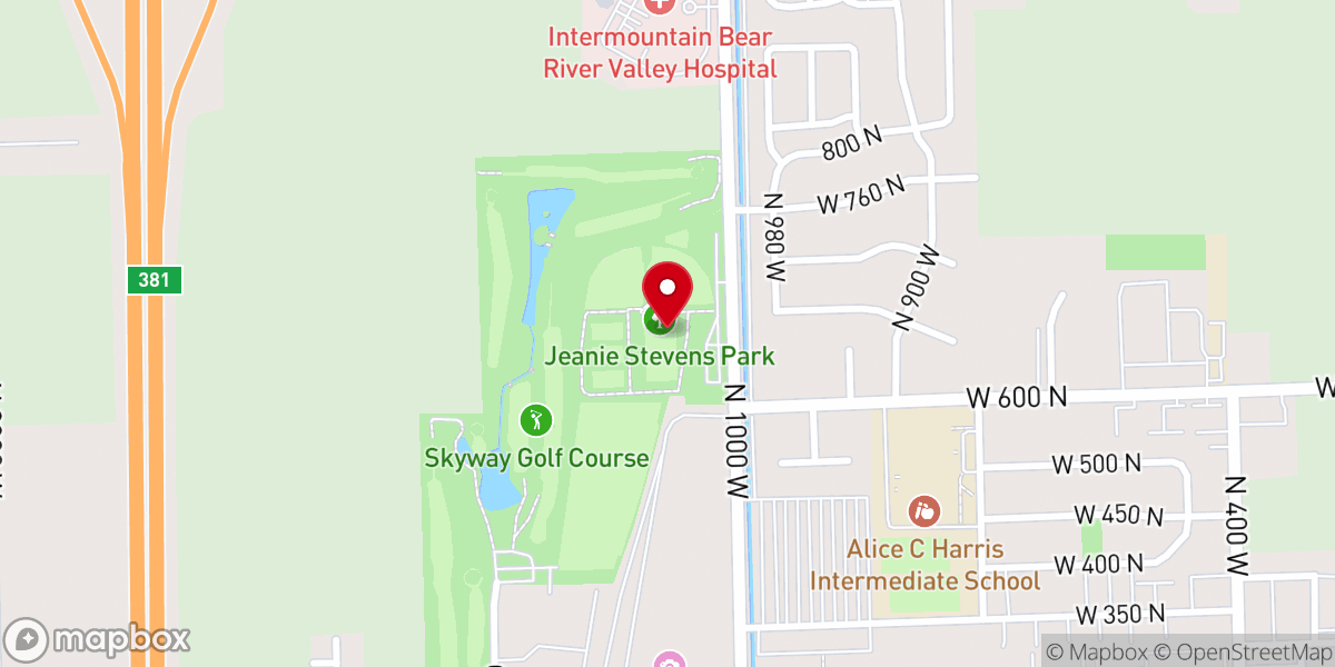 Map showing location of Jeanie Stevens Park