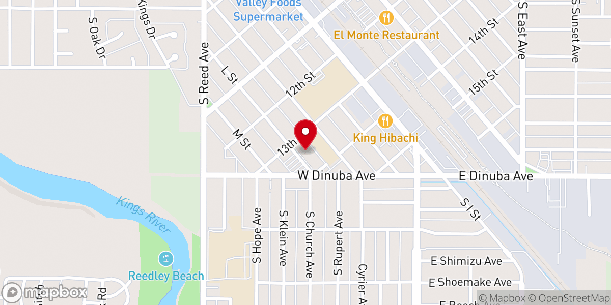Map showing location of Reedley Mennonite Brethren