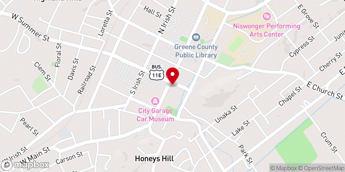Map showing location of Asbury United Methodist Church