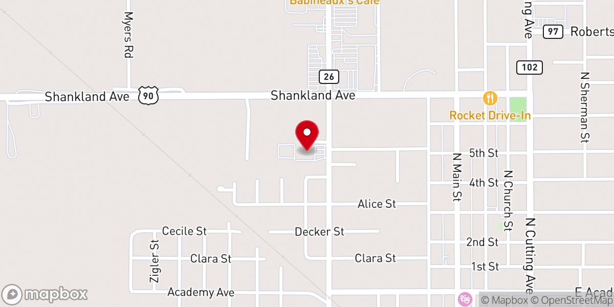 Map showing location of First Pentecostal Church of Jennings
