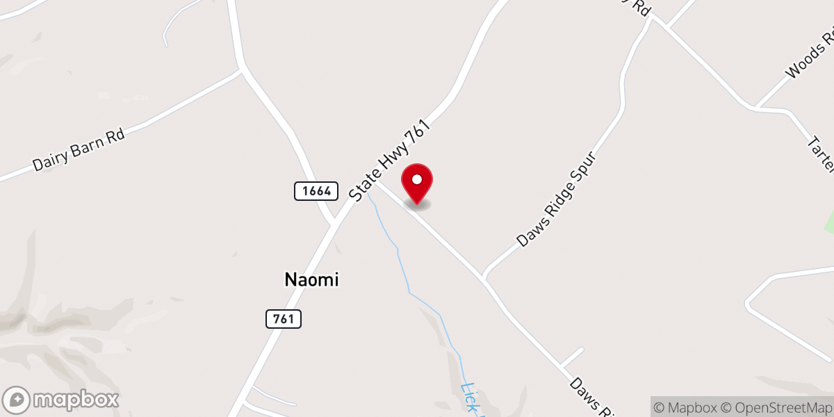 Map showing location of Naomi Nazarene Church