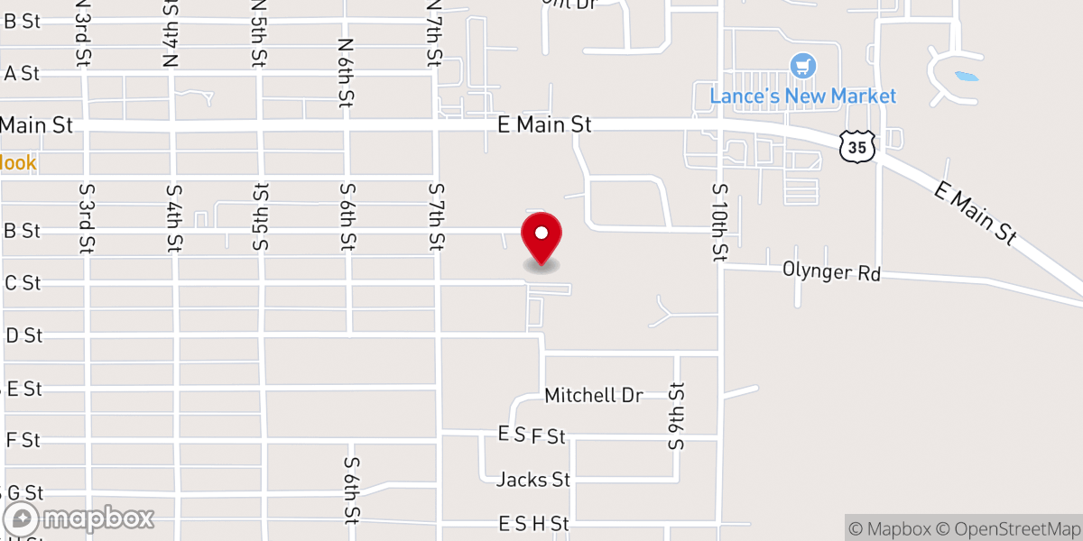 Map showing location of New Hope Baptist Church