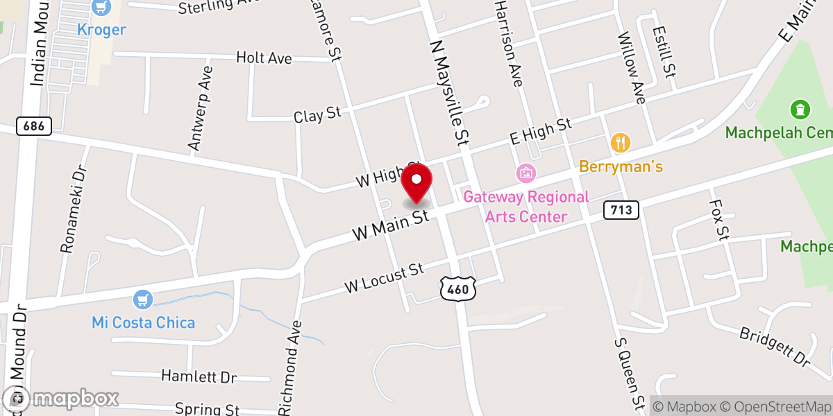 Map showing location of First Presbyterian Church