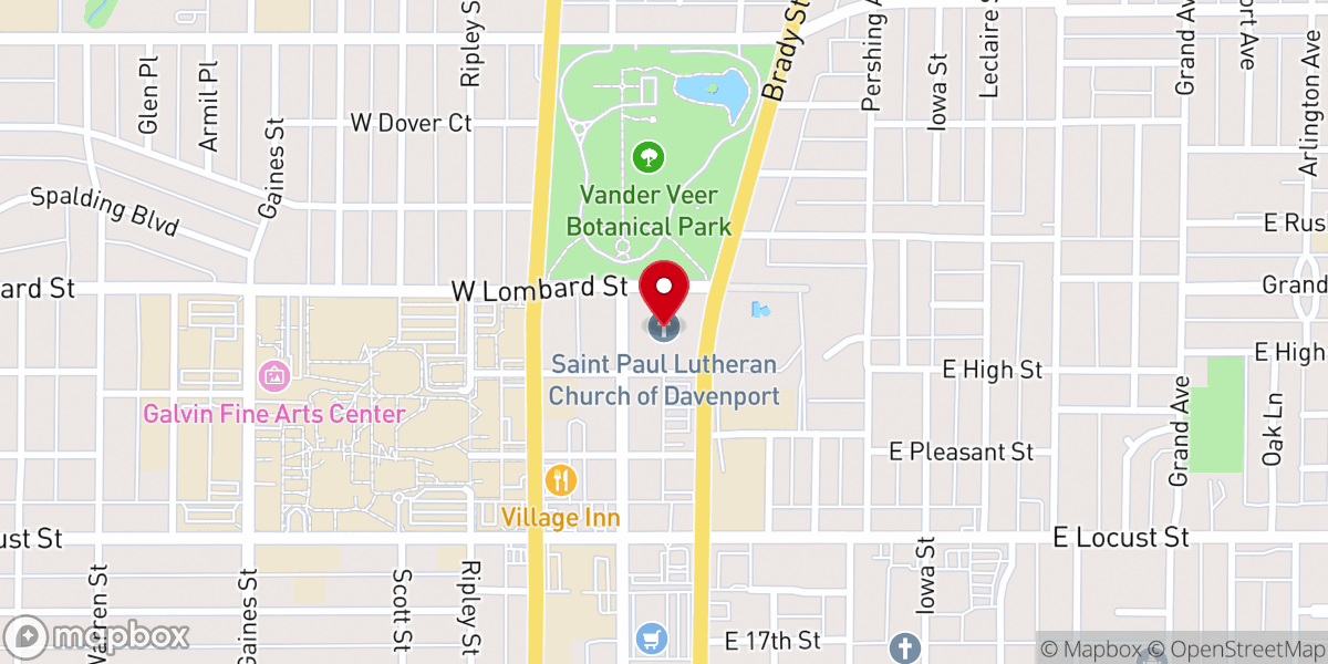 Map showing location of St. Paul Lutheran Church
