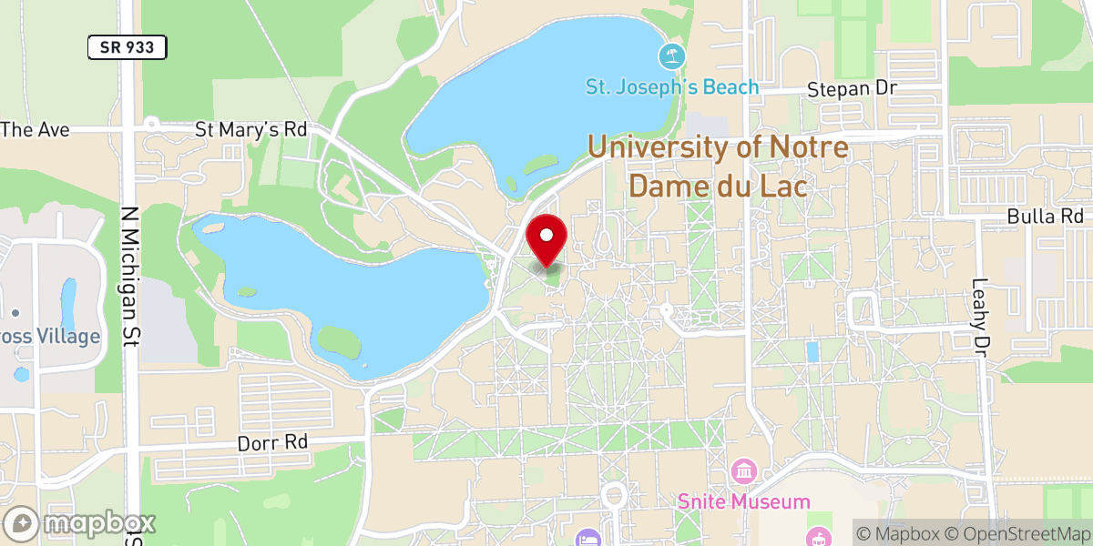 Map showing location of Grotto of Our Lady of Lourdes