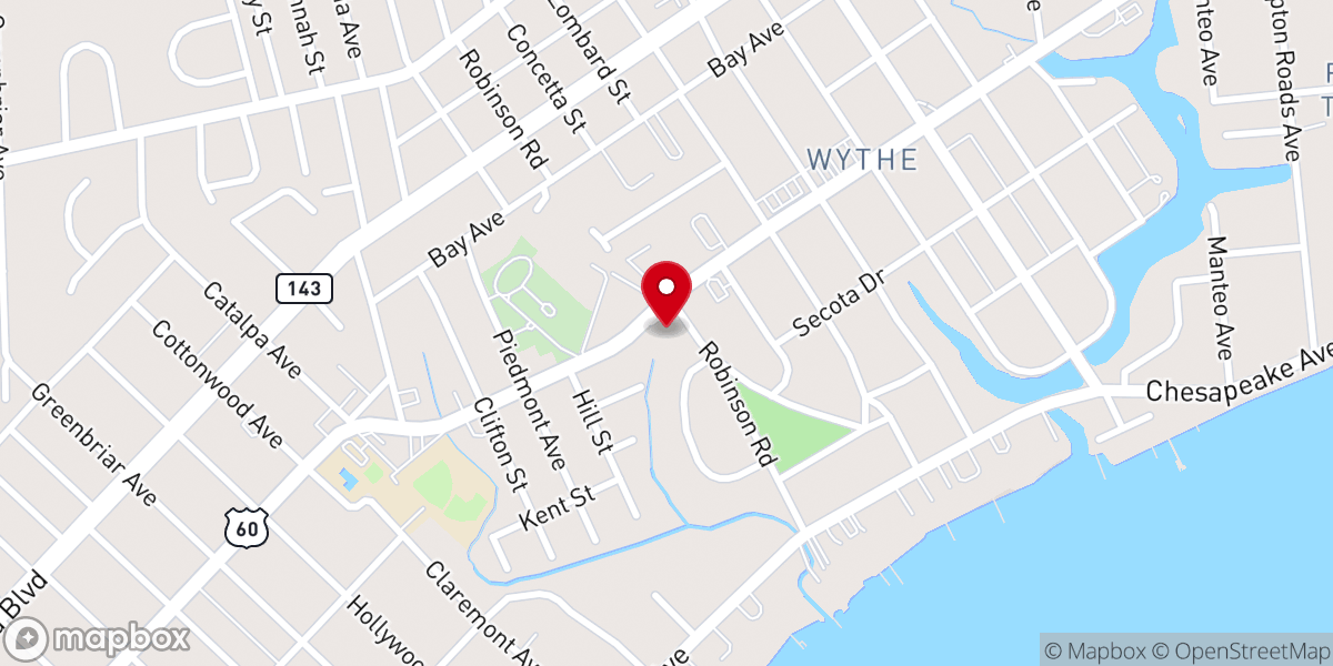 Map showing location of Wythe Presbyterian Church