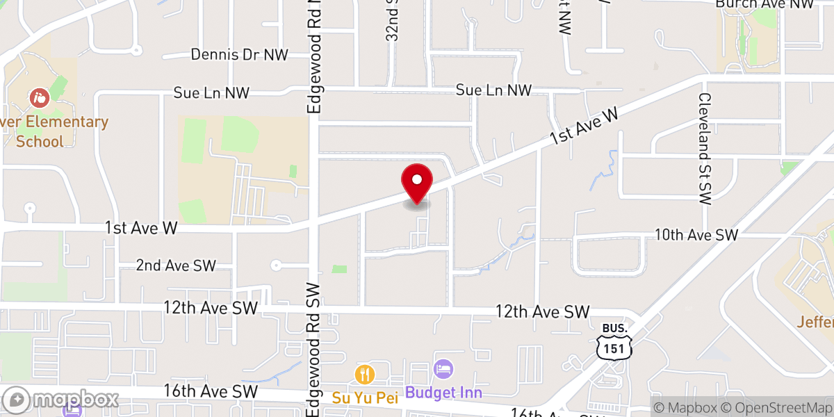 Map showing location of First Church of the Nazarene