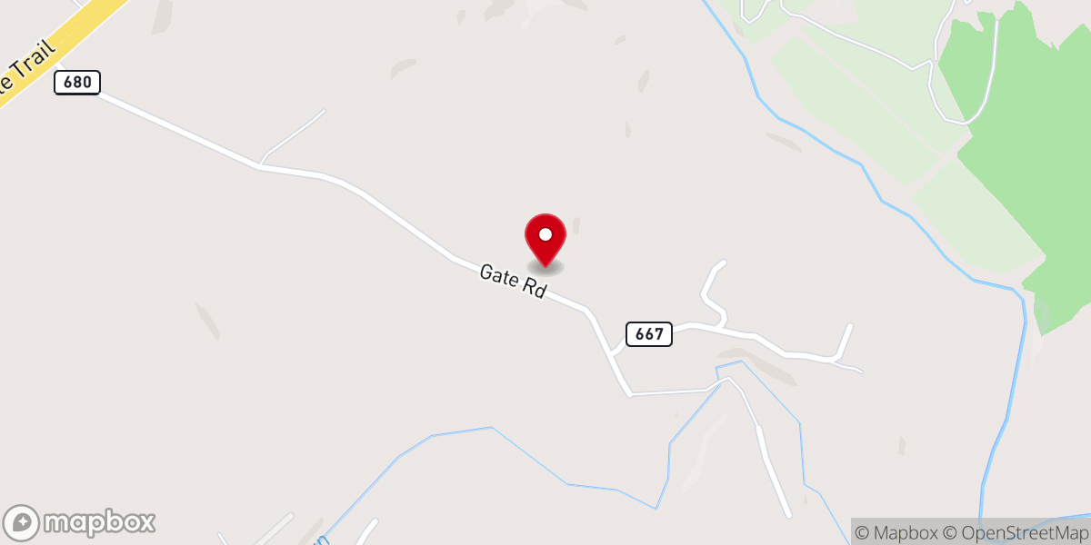 Map showing location of Fellowship Baptist Church