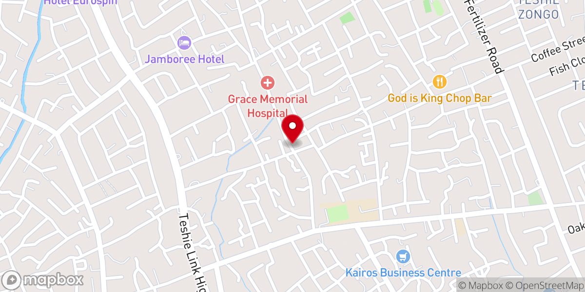 Map showing location of J.A Aku-Boye Memorial Methodist Society (Teshie North)