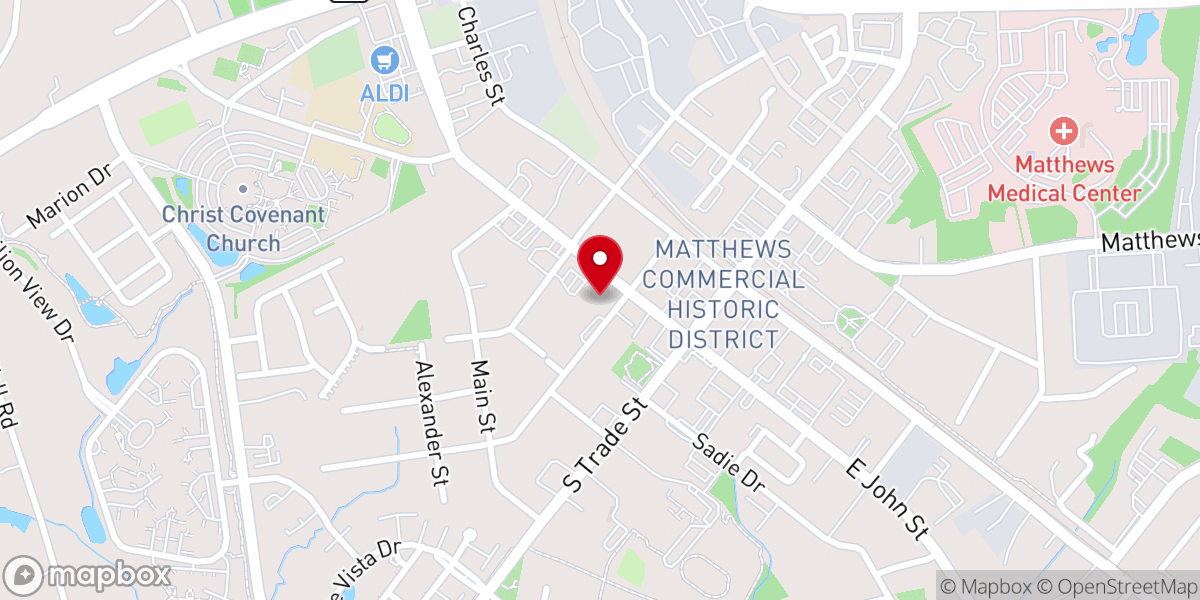 Map showing location of Matthews Presbyterian Church