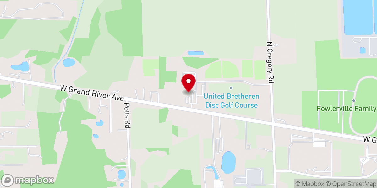 Map showing location of Fowlerville UB Church