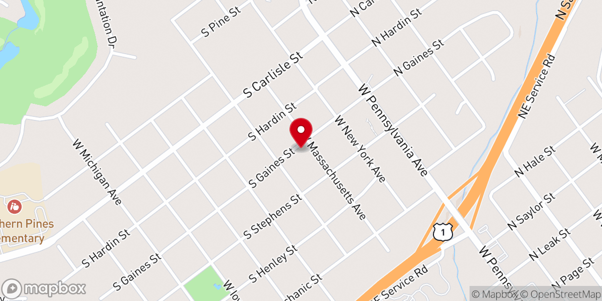 Map showing location of First Missionary Baptist Church