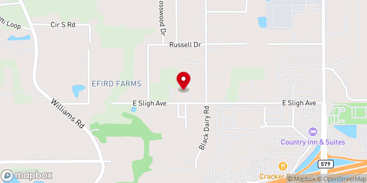 Map showing location of Oak Grove Church of God