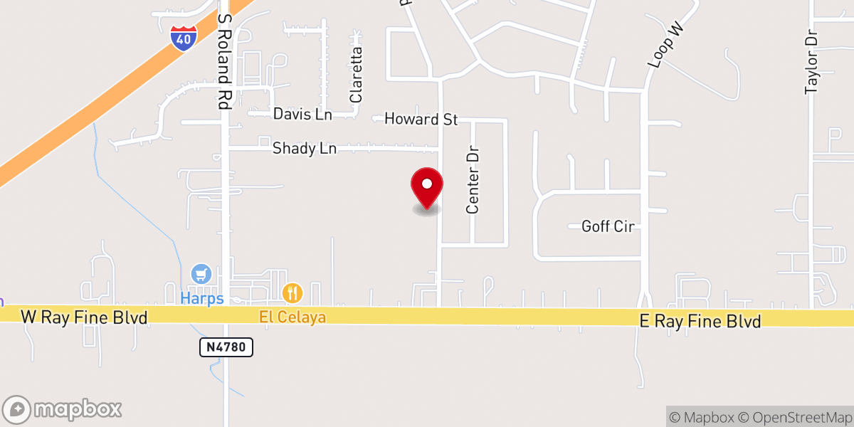 Map showing location of First Baptist Church-Roland