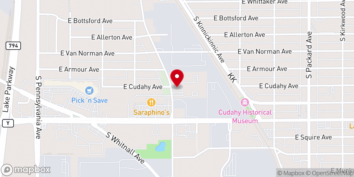 Map showing location of Cudahy Christian Church