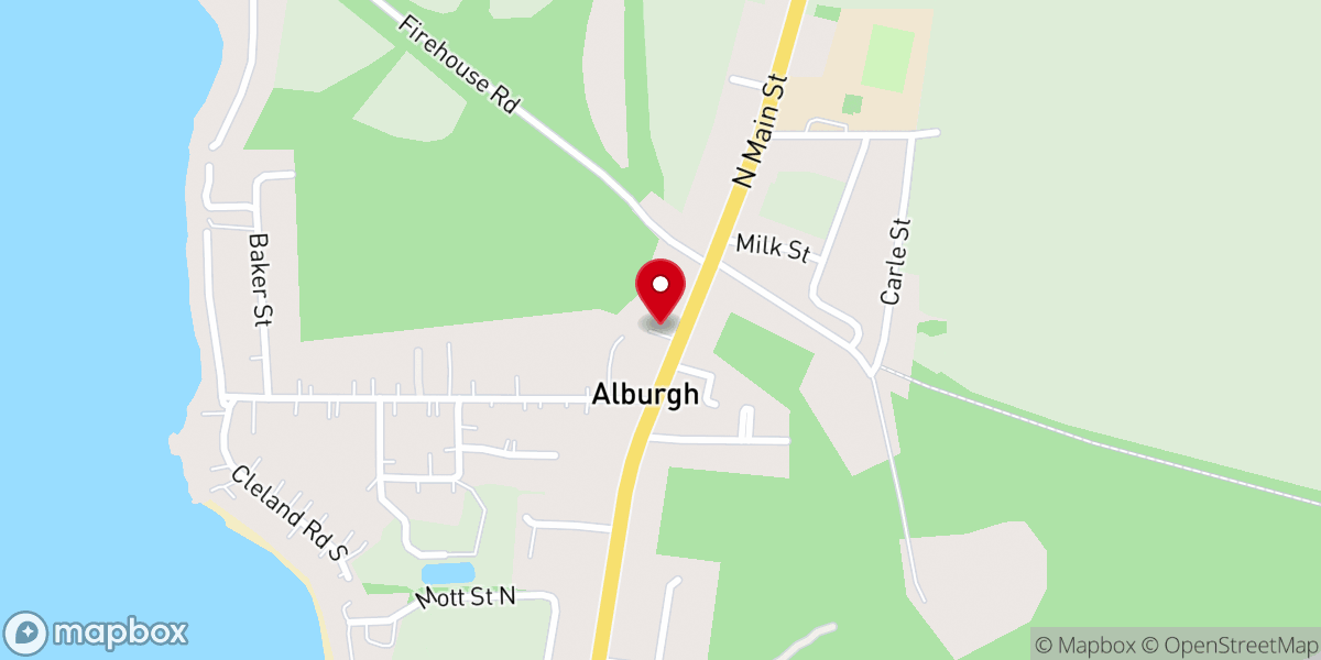 Map showing location of Alburgh Congregational Church