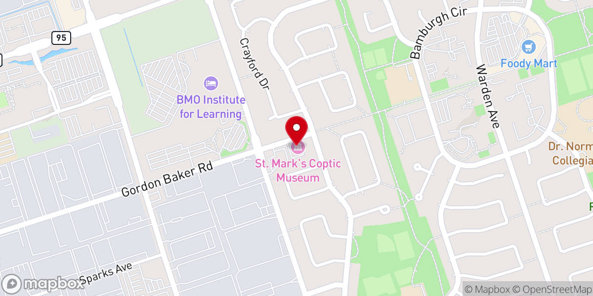 Map showing location of St. Mark Coptic Orthodox Church - Toronto