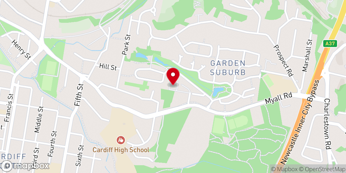 Map showing location of Hunter Bible Church Garden Suburb