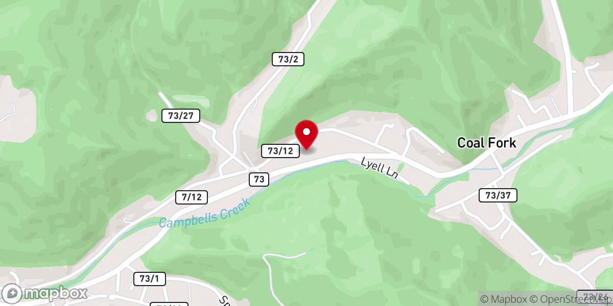 Map showing location of Coal Fork United Methodist Church
