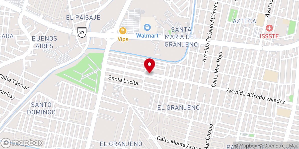 Map showing location of Templo Maria Dolores