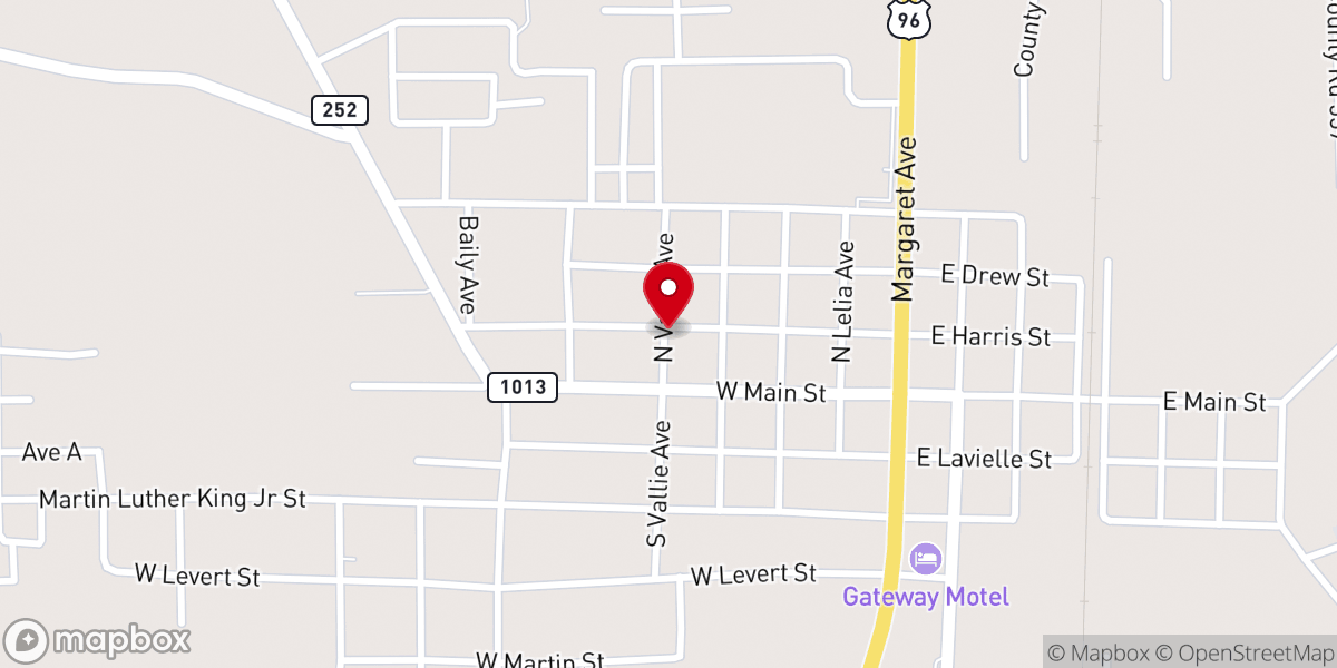 Map showing location of Kirbyville Church-The Nazarene