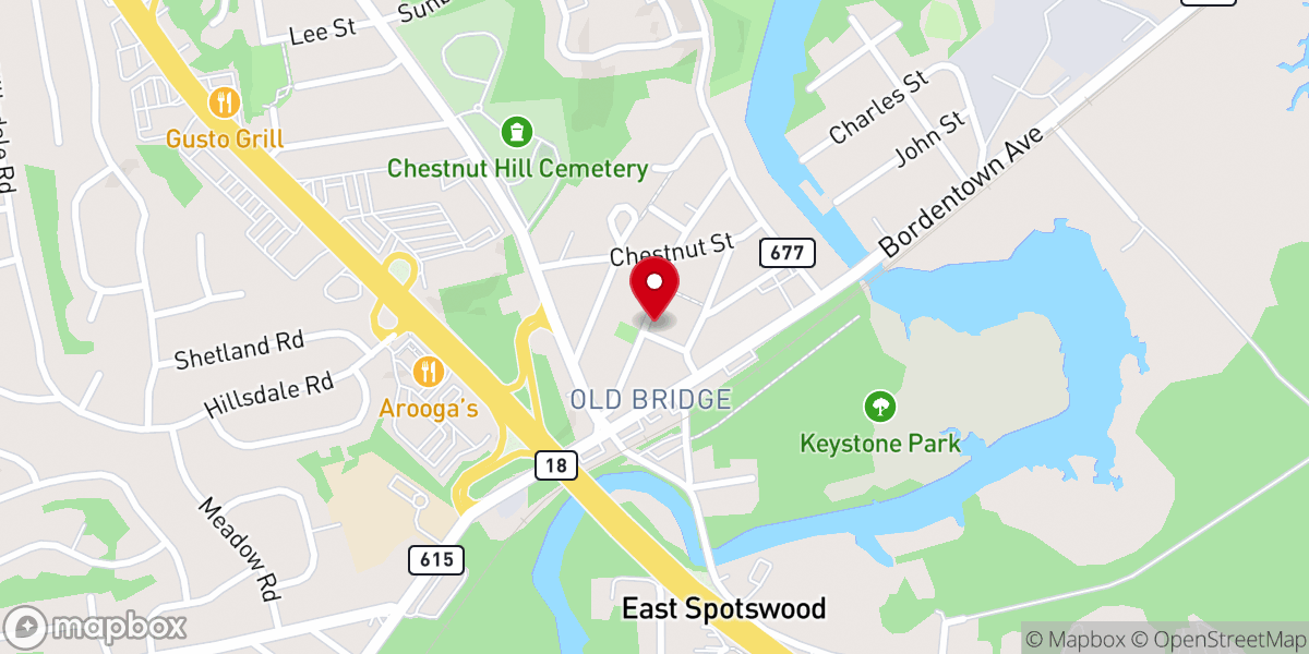 Map showing location of The Old Bridge Baptist Church