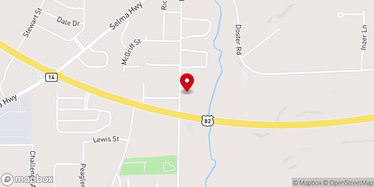Map showing location of Prattville First Pentecostal Church
