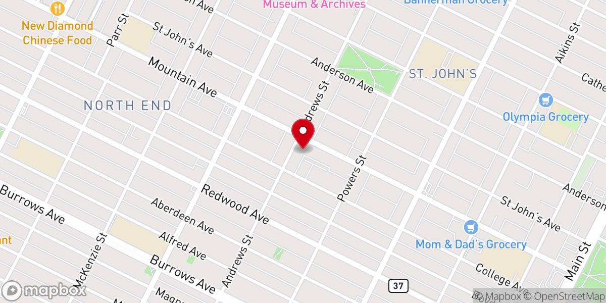 Map showing location of St. Joseph's Roman Catholic Church
