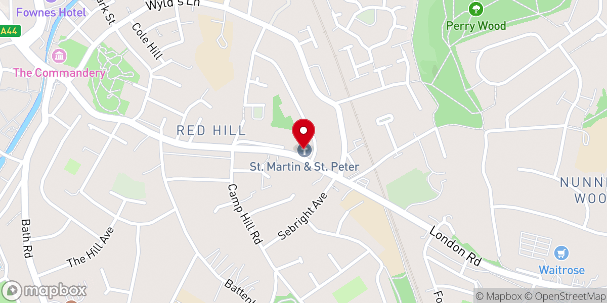 Map showing location of St. Martin With St. Peter C of E Church