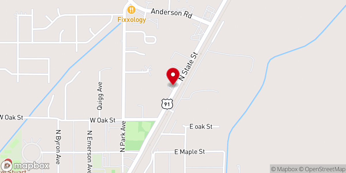 Map showing location of Shelley Church of Christ